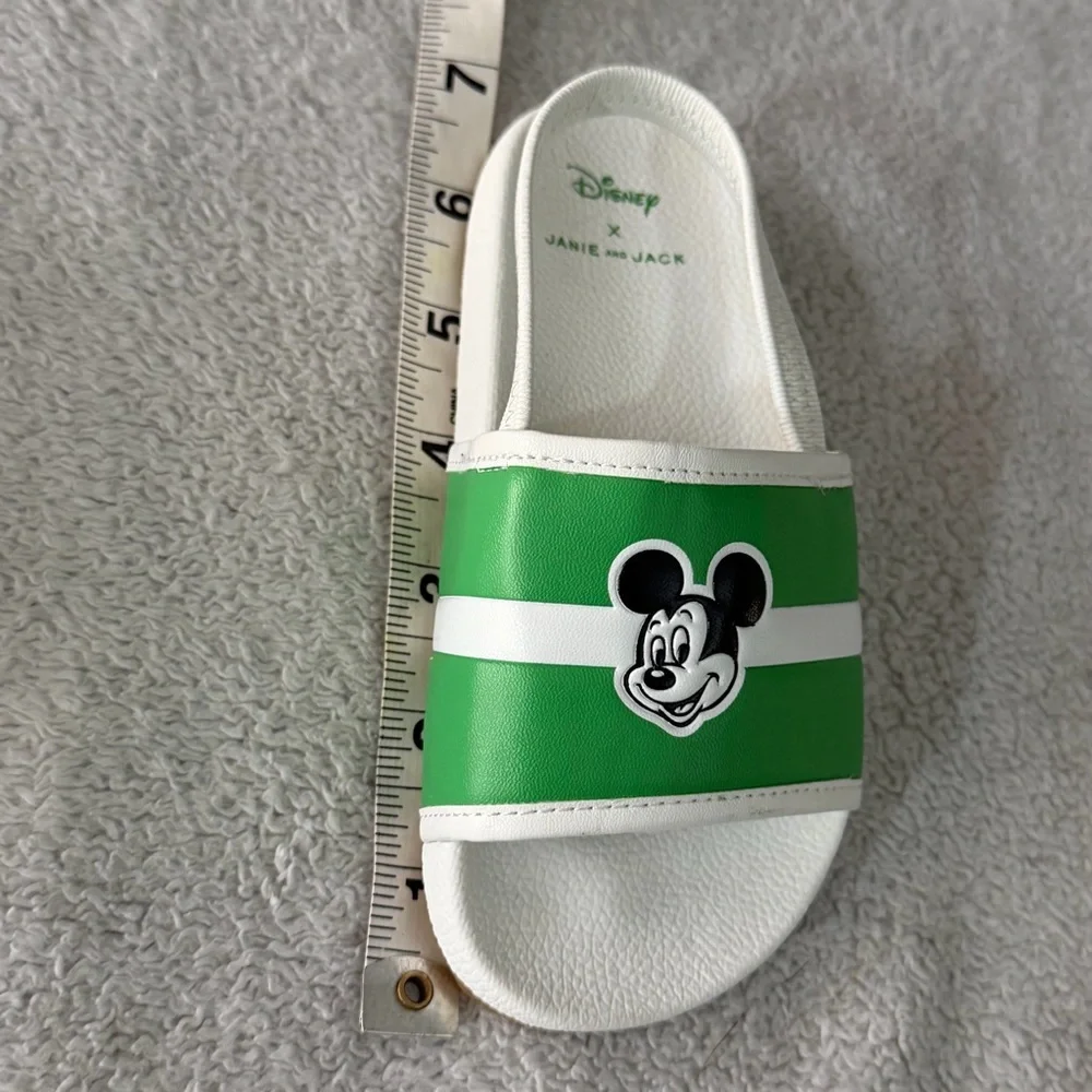 Disney x Janie and Jack | Green & White Mickey Mouse Slides | Size 8